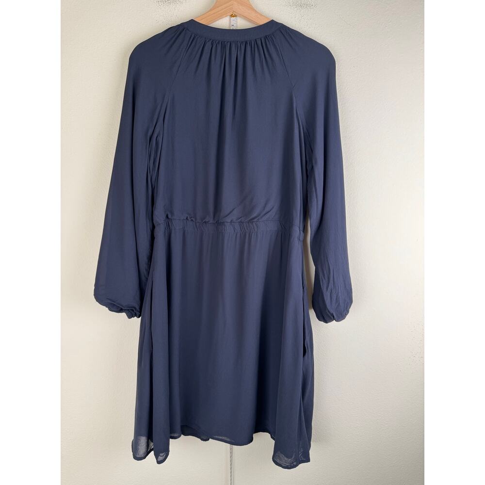 Spartina Catalina Drawstring Mini Dress Slate Blue Long Sleeve Medium - Picture 11 of 16
